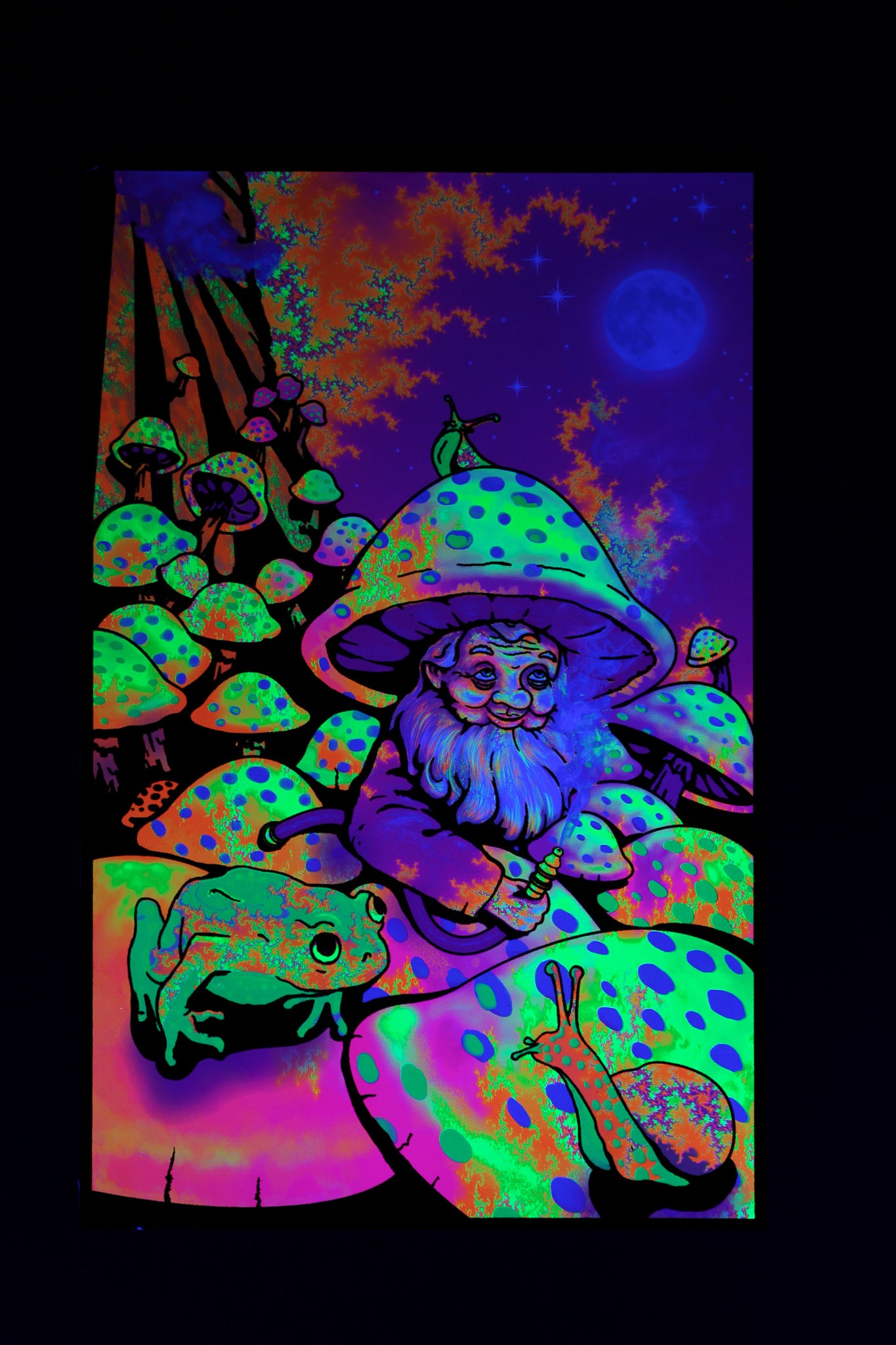 Mushroom Man Trippy - Black Light Poster