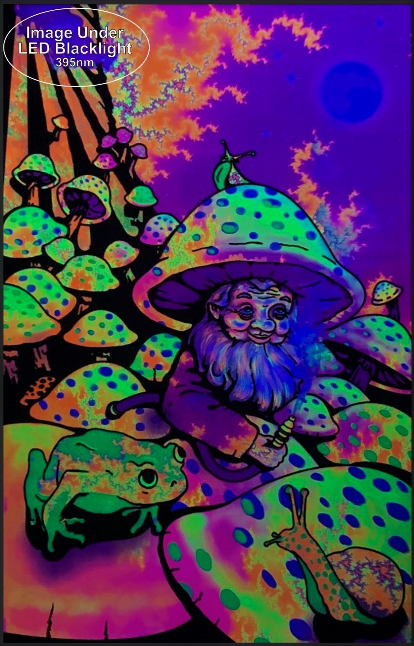 Mushroom Man Trippy - Black Light Poster