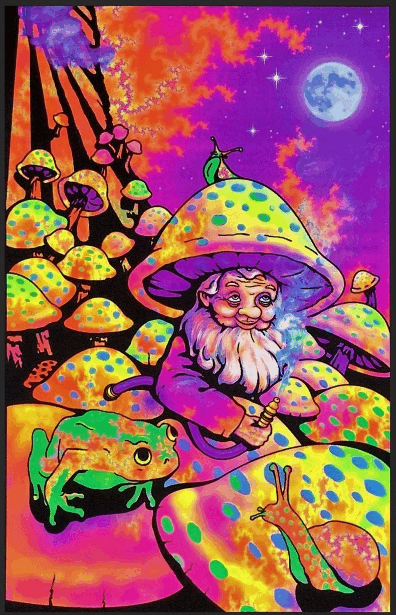 Mushroom Man Trippy - Black Light Poster