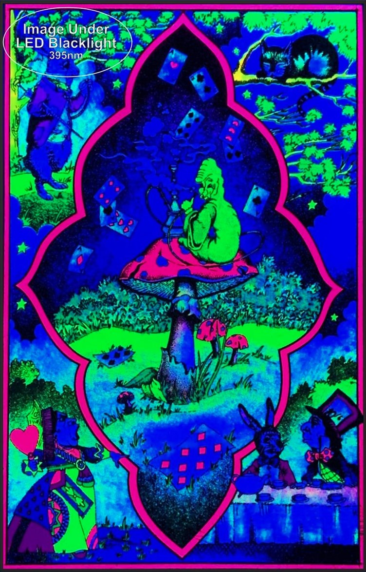 Wonderland Mushroom - Black Light Poster
