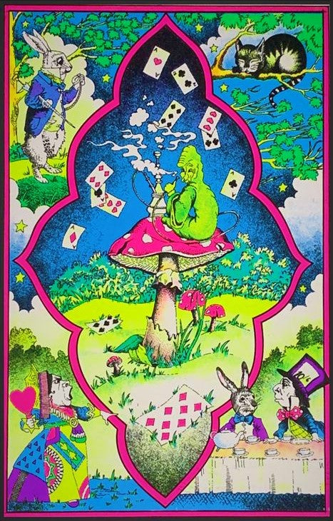 Wonderland Mushroom - Black Light Poster