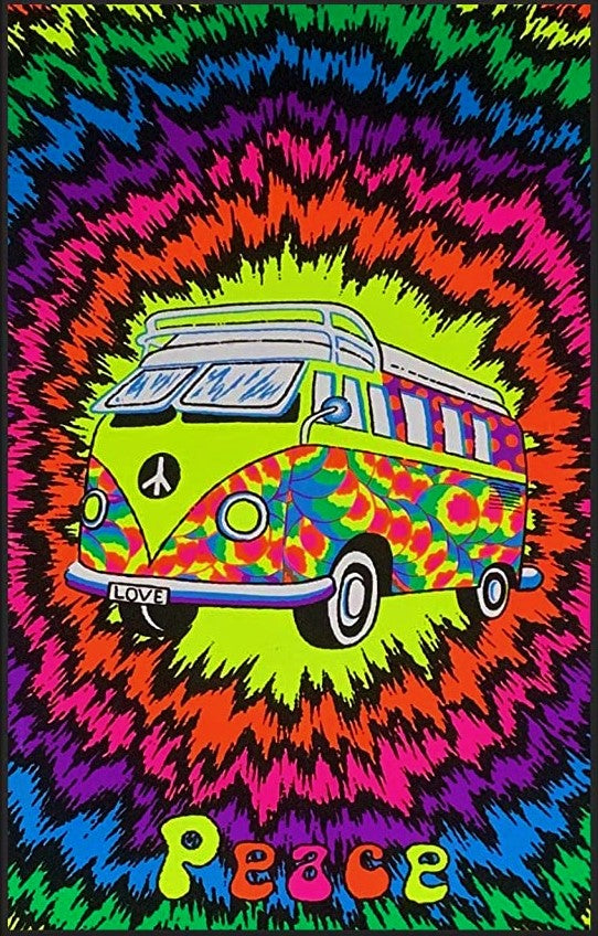 Peace Bus Tie Dye - Black Light Poster