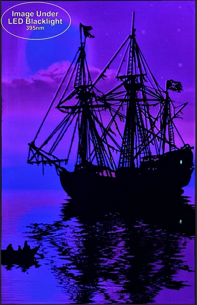 Moonlit Pirate Ghost Ship - Black Light Poster